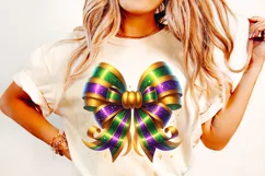 Mardi Gras Coquette Bow PNG, Mardi Gras Sublimation, Bow PNG Product Image 2