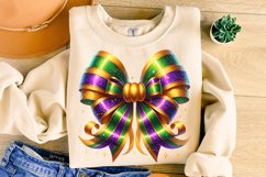 Mardi Gras Coquette Bow PNG, Mardi Gras Sublimation, Bow PNG Product Image 1