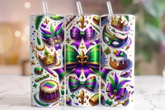 Mardi Gras Coquette Bow Tumbler Wrap, Mardi Gras Tumbler PNG Product Image 1
