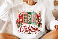 Coquette Merry Christmas PNG , Preppy Bow Product Image 2