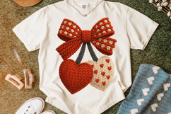 Coquette Valentine's Day Cherries Patchwork, Valentine Bow Product Image 1