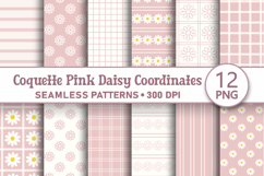 Coquette pink daisy seamless patterns Digital paper bundle Product Image 1