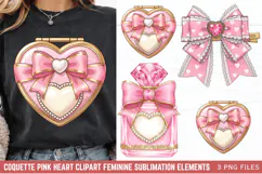 Coquette Pink Heart Clipart, Coquette Pink Heart Clipart PNG Product Image 1