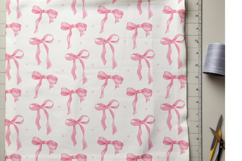 Coquette Pink Ribbon Bow Pattern Seamless, UV DTF printable Product Image 4