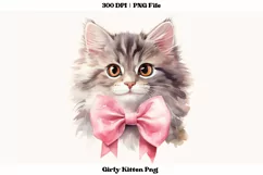 Coquette Png Kitten Sublimation  Girly Vintage Kitten Png