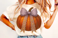 Fall Pumpkin Coquette Bow PNG, Halloween PNG, Autumn PNG Product Image 2