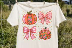 Coquette Pumpkin, Fall Floral Pumpkins PNG Product Image 4
