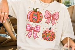 Coquette Pumpkin, Fall Floral Pumpkins PNG Product Image 5
