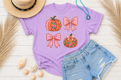 Coquette Pumpkin, Fall Floral Pumpkins PNG Product Image 2
