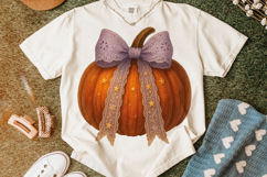 Fall Pumpkin Coquette Bow PNG, Halloween PNG, Autumn PNG Product Image 1