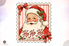 Coquette Retro Santa Postage Stamp PNG, Trendy Christmas Png Product Image 1