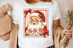 Coquette Retro Santa Postage Stamp PNG, Trendy Christmas Png Product Image 2