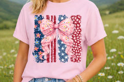 Striped floral 4th July Coquette USA Flag Independence Day Product Image 3