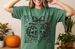 Coquette Skull PNG,Gothic Checkerboard Skull Halloween Product Image 2