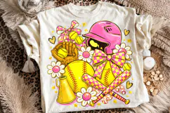 Softball Coquette Bow PNG, Game Day PNG, Softball Mama PNG Product Image 1