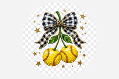 Coquette Softball Bow Cherries Png Product Image 2
