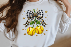 Coquette Softball Bow Cherries Png Product Image 3