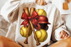 Softball Coquette PNG, Softball Mama PNG, Retro Softball PNG Product Image 1