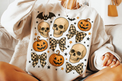 Halloween Coquette Bow PNG, Skull Halloween PNG, Spooky PNG Product Image 1