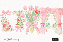 Watercolor Coquette Spring Clipart | Spring PNG Product Image 1
