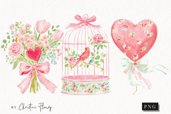 Watercolor Coquette Spring Clipart | Spring PNG Product Image 1
