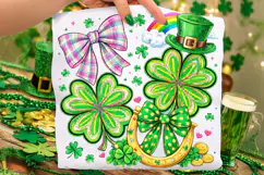 Shamrock PNG, Coquette Bow St Patrick's Day PNG, Lucky PNG Product Image 1