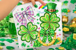 Shamrock PNG, Coquette Bow St Patrick's Day PNG, Lucky PNG Product Image 2