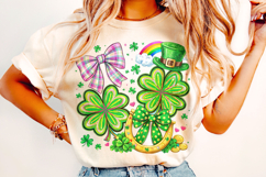 Shamrock PNG, Coquette Bow St Patrick's Day PNG, Lucky PNG Product Image 3