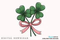Coquette St Patrick’s day Bow PNG, Lucky Babe PNG Product Image 1