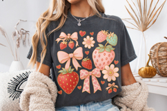Boho Strawberry Coquette PNG, Preppy Strawberries, Summer Product Image 4