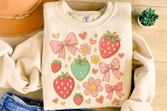 Boho Strawberry Coquette PNG, Preppy Strawberries, Summer Product Image 1