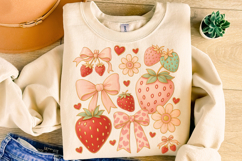 Boho Strawberry Coquette PNG, Preppy Strawberries, Summer Product Image 1
