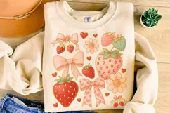 Boho Strawberry Coquette PNG, Preppy Strawberries, Summer Product Image 1