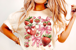 Boho Strawberry Coquette PNG, Preppy Strawberries, Summer Product Image 1