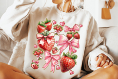 Boho Strawberry Coquette PNG, Preppy Strawberries, Summer Product Image 2