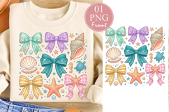 Coquette Summer Beach PNG, Coastal Bows Sublimation Product Image 1