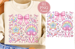 Coquette Summer Beach PNG, Pastel Bows Sublimation Product Image 1