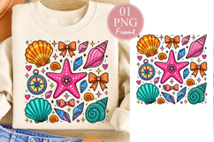 Coquette Summer Beach PNG, Sea Shells Doodle Sublimation Product Image 1