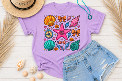Coquette Summer Beach PNG, Sea Shells Doodle Sublimation Product Image 2