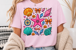 Coquette Summer Beach PNG, Sea Shells Doodle Sublimation Product Image 3