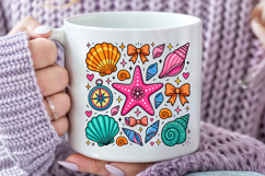 Coquette Summer Beach PNG, Sea Shells Doodle Sublimation Product Image 4
