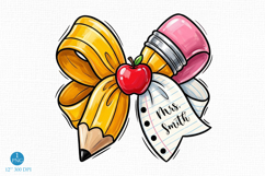 Coquette Teacher Pencil Bow PNG, Custom Teacher Png Product Image 1