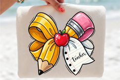Coquette Teacher Pencil Bow PNG, Custom Teacher Png Product Image 3
