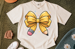 Coquette Teacher PNG, Pencil Bow School Design Product Image 2