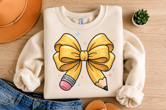 Coquette Teacher PNG, Pencil Bow School Design Product Image 3