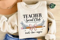Teacher Social Club PNG, Coquette Bow Teacher, Teacher Bow Product Image 2