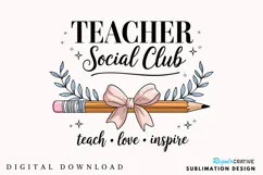 Teacher Social Club PNG, Coquette Bow Teacher, Teacher Bow Product Image 1