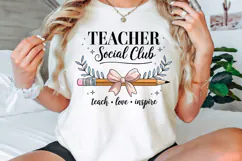 Teacher Social Club PNG, Coquette Bow Teacher, Teacher Bow Product Image 3