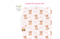Coquette Teddy Bear Seamless Pattern PNG, UV DTF printable Product Image 3