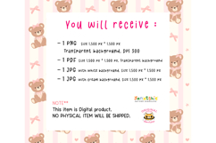 Coquette Teddy Bear Seamless Pattern PNG, UV DTF printable Product Image 4